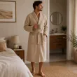 Вафлен халат за баня Carmel мляко с кафе - 100% памук ⭐ Избери луксозни и супер попивни памучни вафлени халати за баня от Pamuk.bg!⭐Поръчайте още сега!  снимка 3
