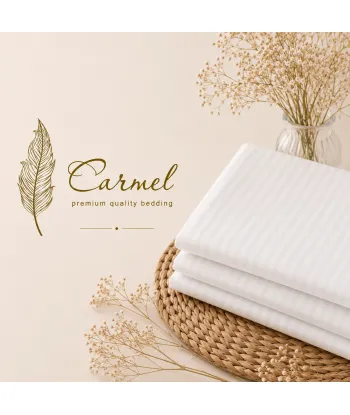 Долен чаршаф памучен сатен райе Carmel - висококачествен плат ⭐ Избери качествено и луксозно хотелско спално бельо от Pamuk.bg ⭐ Поръчай сега! снимка 1